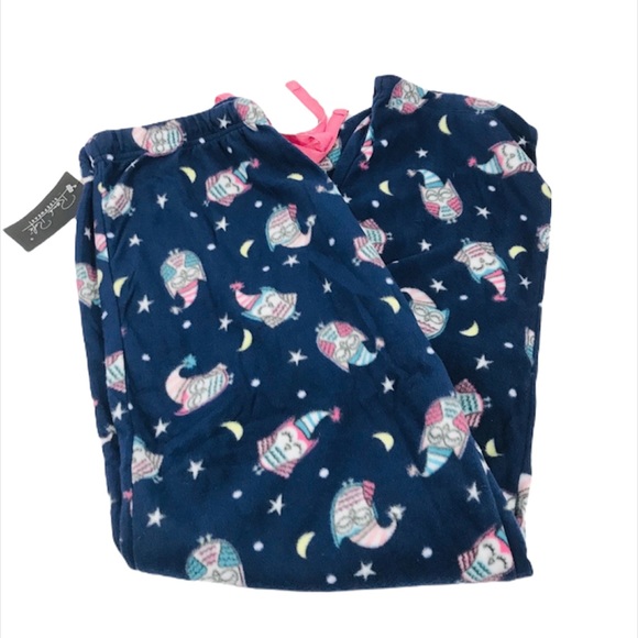 Rene Rofe Navy Sleepy Owls Fleece Pajama Bottoms, Blue, Large - Picture 2 of 6